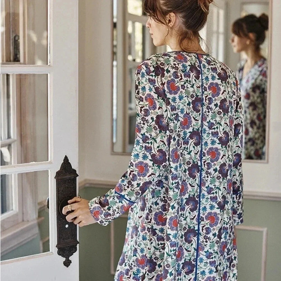Summersalt The Cloud 9 Boyfriend Sleep Shirt Scroll Block Print in Violet & Lava - Picture 8 of 9